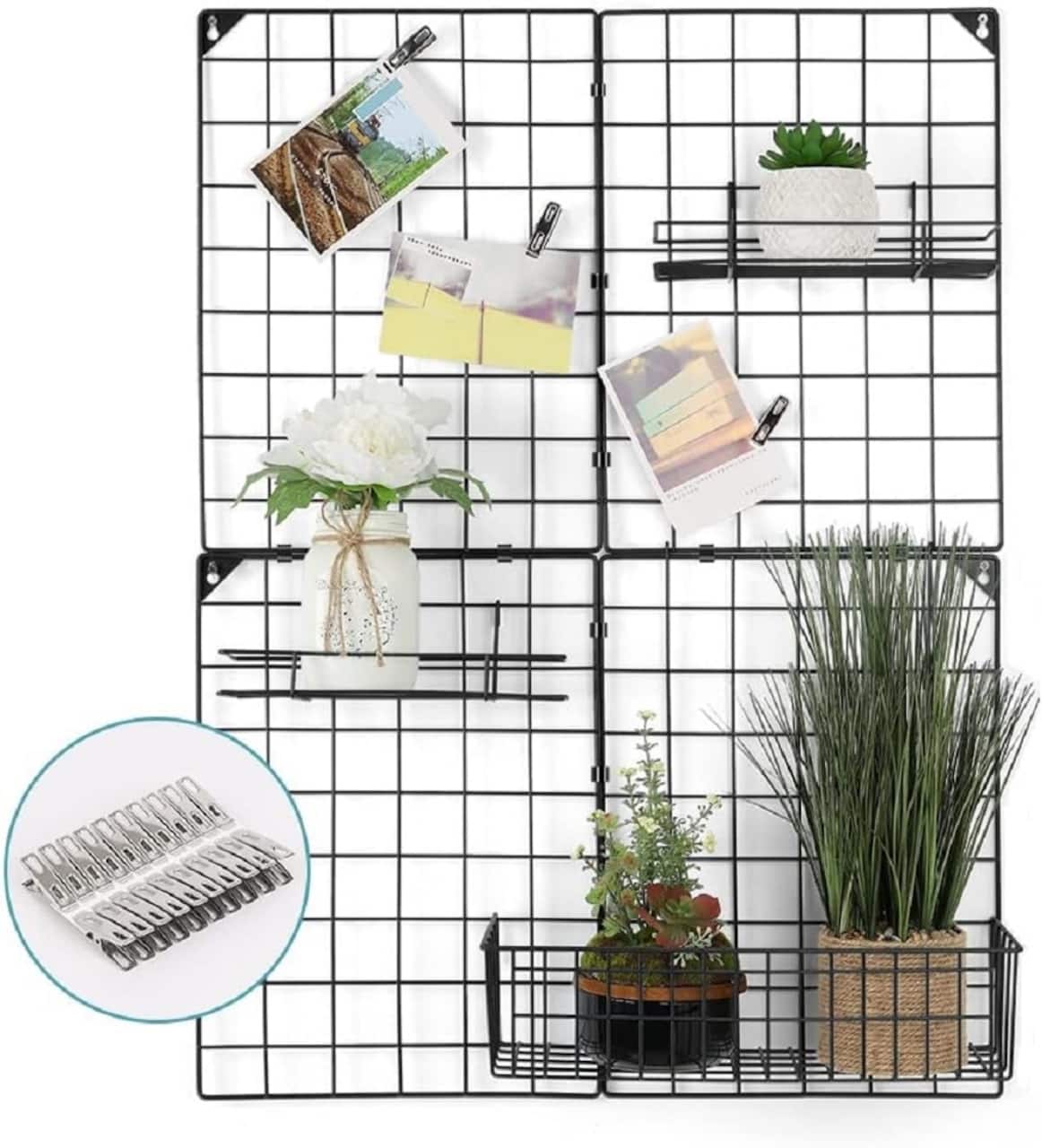 NEX™ Black Wall Grid Panel with 3 Wire Baskets